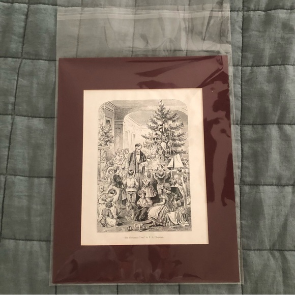 “The Christmas Tree” Fine Art Etching By F.A. Chapman  1800’s - Picture 3 of 6